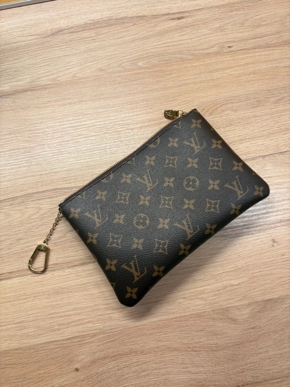 Louis Vuitton Monogram Canvas Key Pouch in Brown with Gold Hardware